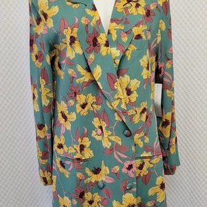 Free People Flynn Skye Jayla Jacket Size LARGE Twilight Walk Blazer Floral Rayon